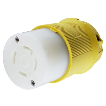 Hubbell Wiring Device-Kellems Locking Connector, L14-30R, 30 A, 125/250V AC, Single Phase, 3 Pole, Screw Terminals, Yellow HBL27CM13